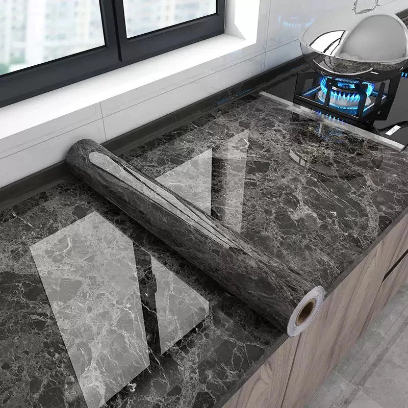 Marble Kitchen Oil-Proof Waterproof Moisture-Proof Self-Adhesive Vinyl Wrap