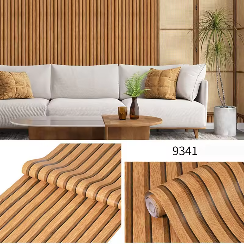 3D Wood Grain Pattern Self Adhesive Wall Sticker, Waterproof & Moisture-Proof Wallpaper