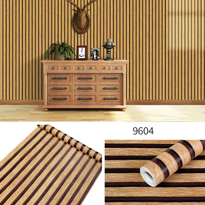 3D Wood Grain Pattern Self Adhesive Wall Sticker, Waterproof & Moisture-Proof Wallpaper