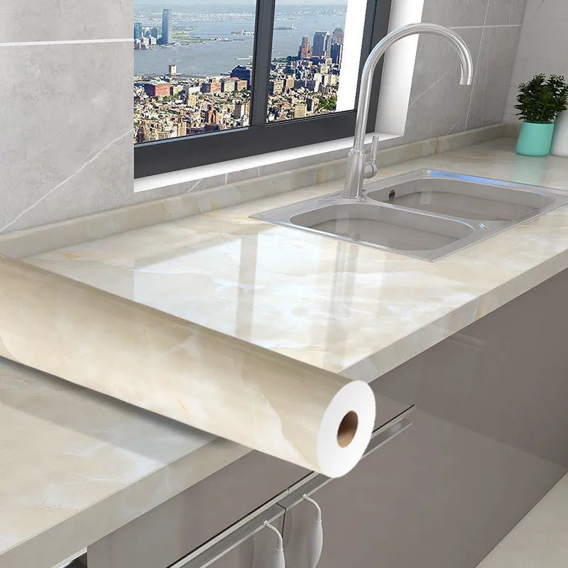 Marble Kitchen Oil-Proof Waterproof Moisture-Proof Self-Adhesive Vinyl Wrap