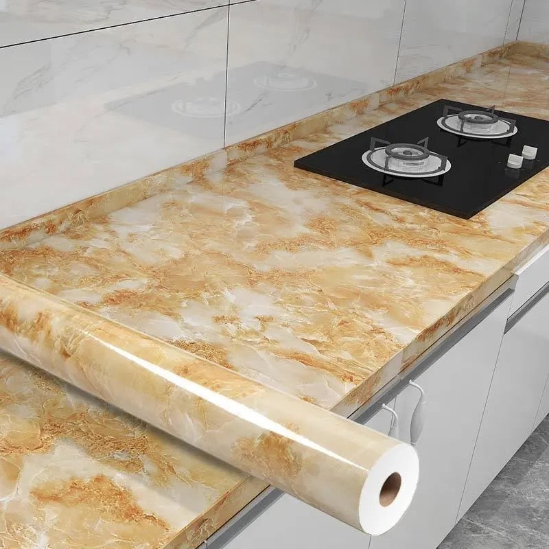Marble Kitchen Oil-Proof Waterproof Moisture-Proof Self-Adhesive Vinyl Wrap