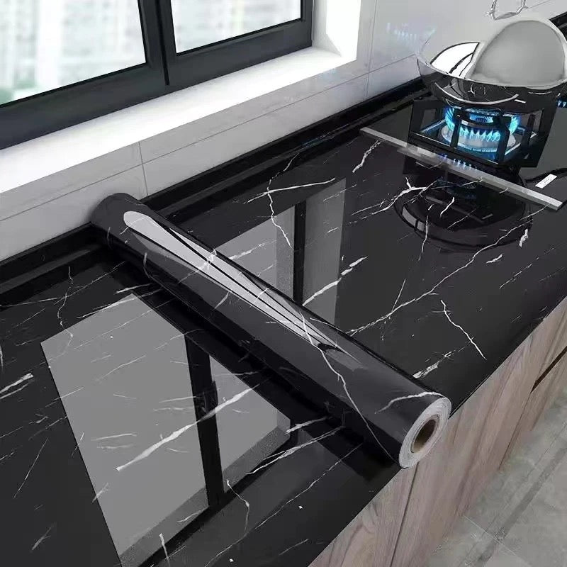 Marble Kitchen Oil-Proof Waterproof Moisture-Proof Self-Adhesive Vinyl Wrap