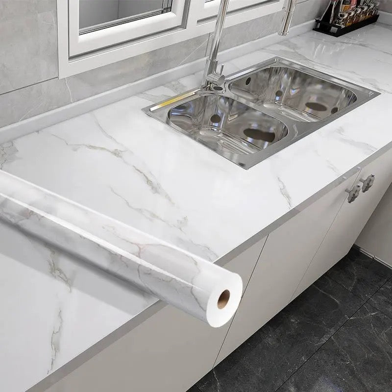 Marble Kitchen Oil-Proof Waterproof Moisture-Proof Self-Adhesive Vinyl Wrap