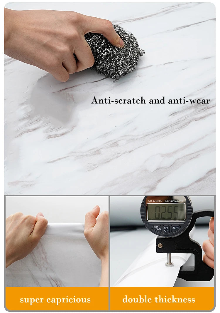 Marble Kitchen Oil-Proof Waterproof Moisture-Proof Self-Adhesive Vinyl Wrap