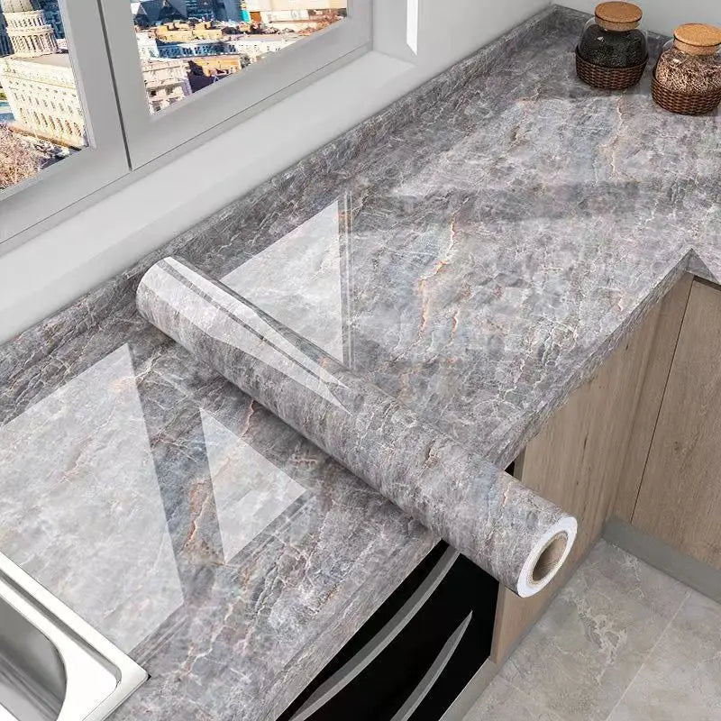 Marble Kitchen Oil-Proof Waterproof Moisture-Proof Self-Adhesive Vinyl Wrap