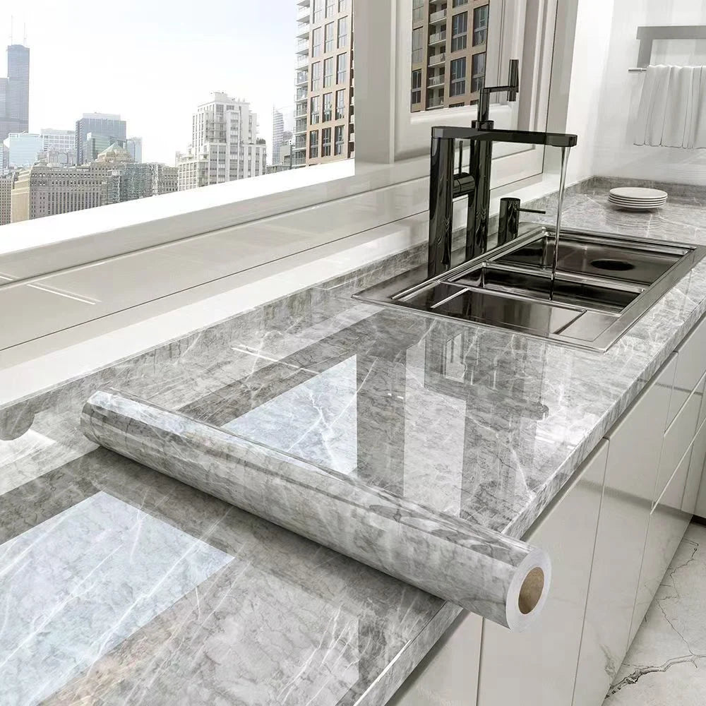 Marble Kitchen Oil-Proof Waterproof Moisture-Proof Self-Adhesive Vinyl Wrap
