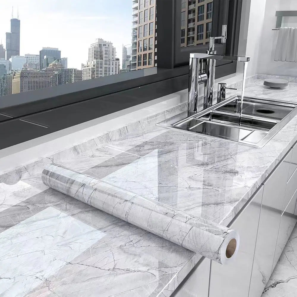 Marble Kitchen Oil-Proof Waterproof Moisture-Proof Self-Adhesive Vinyl Wrap
