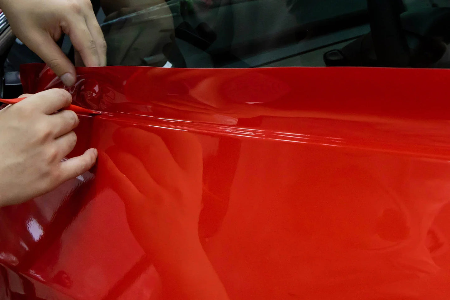 Bright Glossy Red Car Wrap Stickers Color Change Vinyl Film