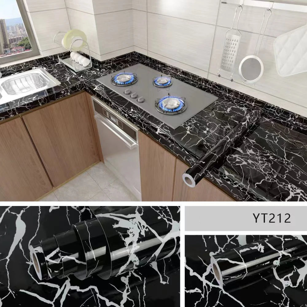 Marble Kitchen Oil-Proof Waterproof Moisture-Proof Self-Adhesive Vinyl Wrap