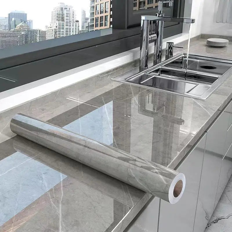 Marble Kitchen Oil-Proof Waterproof Moisture-Proof Self-Adhesive Vinyl Wrap