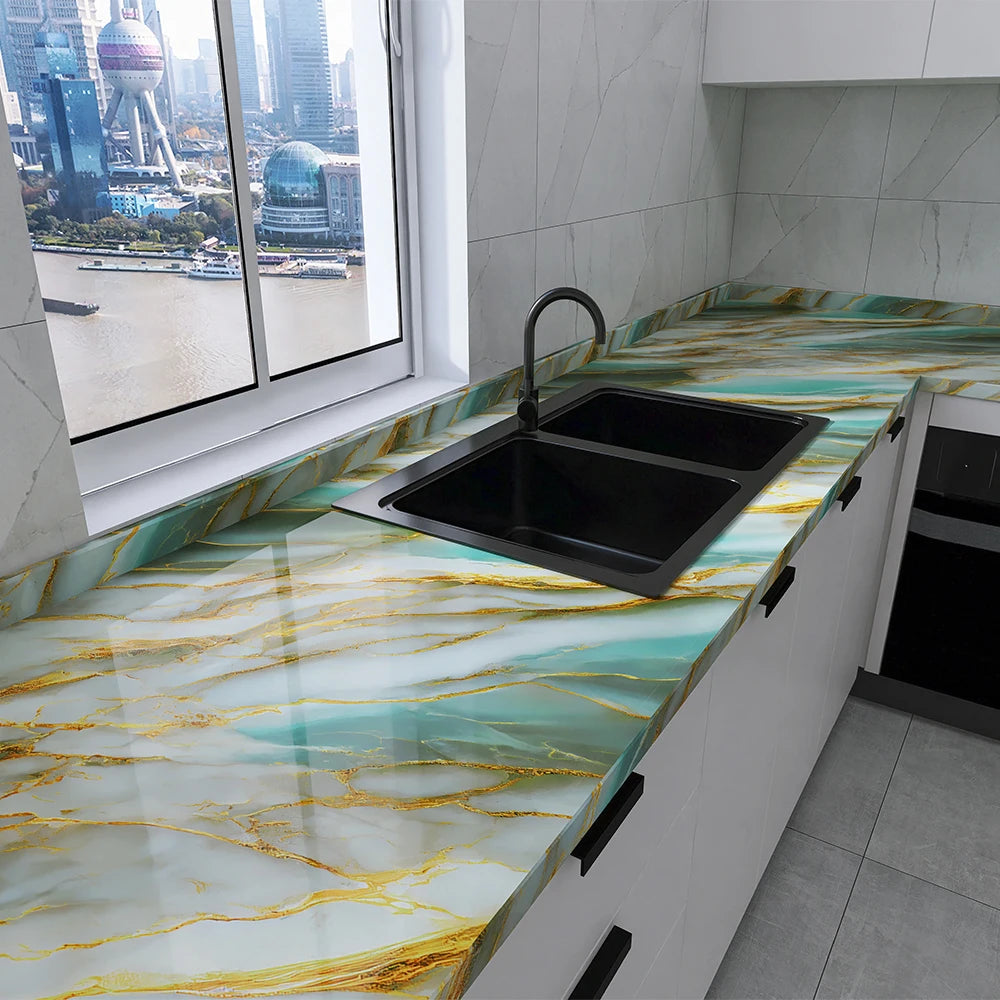 Marble Kitchen Oil-Proof Waterproof Moisture-Proof Self-Adhesive Vinyl Wrap