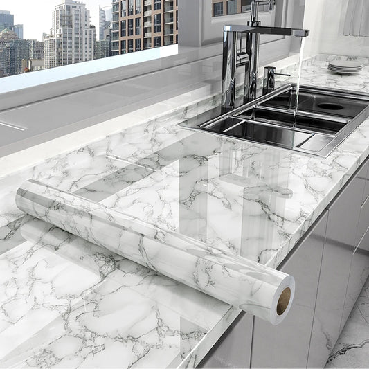 Marble Kitchen Oil-Proof Waterproof Moisture-Proof Self-Adhesive Vinyl Wrap
